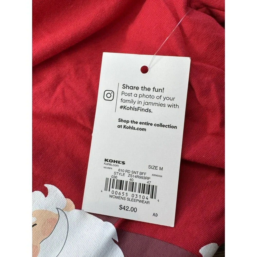Womens Red Santa Claus Coming Soon Christmas Holiday Pajamas Sleep Set Size M - Picture 6 of 12